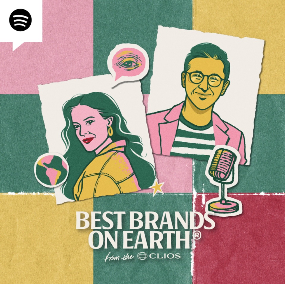 Colorful collage cover featuring two illustrated portraits, a retro microphone, and the words 'Best Brands on Earth' in bold letters.