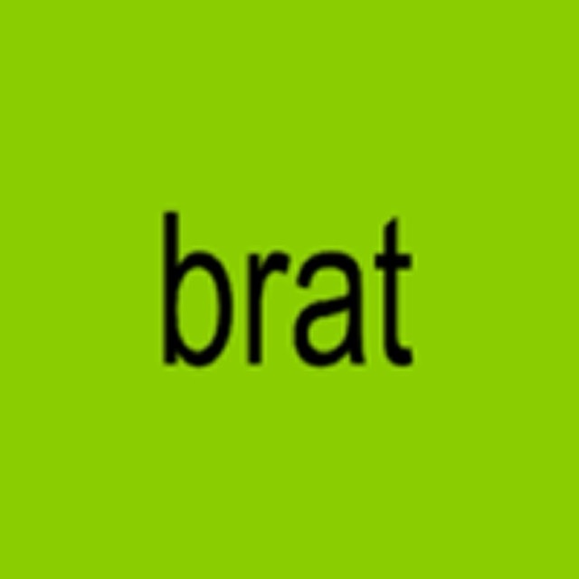 Green background with the black lowercase word 'brat' centered on it.